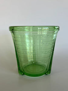 Beautiful Vintage 1920s Green Depression Glass Measuring Cup
