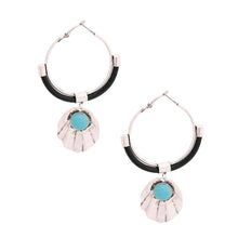 Burnished Turquoise Shell Silver Hoops