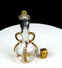 Clear Glass Gold LUCIAN LELONG JABOT 6 3/4" Perfume Bottle - 1940's Orig Sticker
