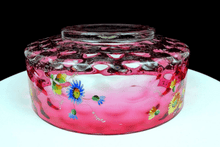 Cranberry8 1/2" Bowl 1880-1900 EAPG Floral Coin Spot Optic  Clear Enamel 1880-1900 EAPG Floral Coin Spot Optic  