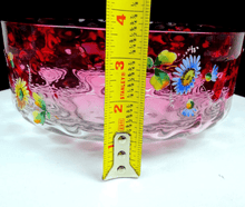 Cranberry8 1/2" Floral Coin Spot Optic Bowl 1880-1900 EAPG Floral Coin Spot Optic  Clear Enamel 1880-1900 EAPG  