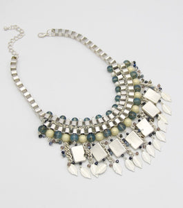 Fringe Tribal Collar Necklace with Matching Earrings