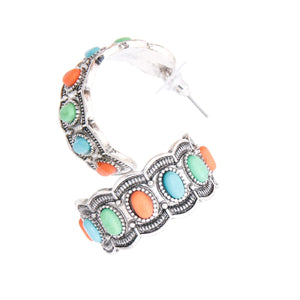 Enraved Multi Color Silver Hoops