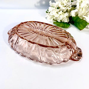 Fry Depression Glass Set of 7 Etched Rose Pink Wine Goblets, 3 oz Root Beer Stem
