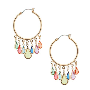 Glass Gold Teardrop Hoops