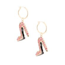 High Heel Pink Boutique Bling Hoops