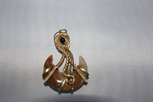 Handmade Pendant with Lace Agate Stone in the shape of a Haft Moon - Pendant Only - Metaphysical Jewelry