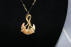 Handmade Pendant with Lace Agate Stone in the shape of a Haft Moon - Pendant Only - Metaphysical Jewelry