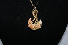 Handmade Pendant with Lace Agate Stone in the shape of a Haft Moon - Pendant Only - Metaphysical Jewelry