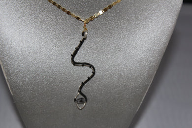 Handmade Snake Pendant with Tourmalinated Quartz Stone - Pendant Only - Metaphysical Jewelry