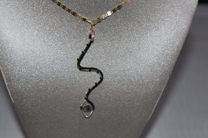 Handmade Snake Pendant with Tourmalinated Quartz Stone - Pendant Only - Metaphysical Jewelry