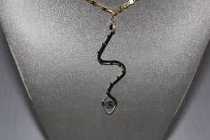 Handmade Snake Pendant with Tourmalinated Quartz Stone - Pendant Only - Metaphysical Jewelry