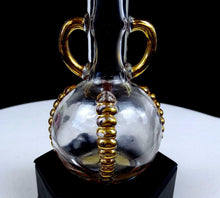 LUCIAN LELONG JABOT Clear Glass Gold 6 3/4" Perfume Bottle - 1940's Orig Sticker
