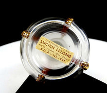 LUCIAN LELONG JABOT Perfume Bottle 6 3/4" Clear Glass Gold - 1940's Orig Sticker
