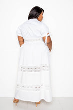 Lace Insert With Puff Sleeve Maxi Dress 
