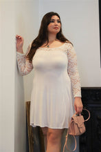 Lace Plus Detail Long Sleeve Mini Dress