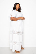 Maxi Dress Lace Insert With Puff Sleeve 