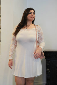 Mini Dress Lace Detail Long Sleeve Plus 
