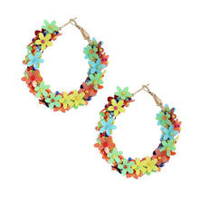 Multi Color Covered Daisy Hoops