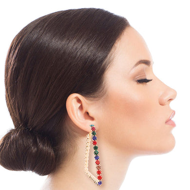 Multi Color Trapezoid Crystal Hoops