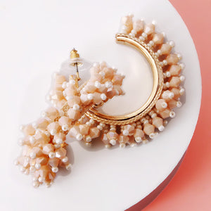 Neutral Covered Seed Bead Hoops