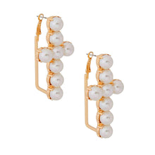 Pearl Cream Stud Cross Hoops