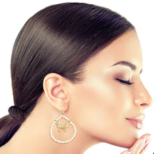 Pearl Drop Gold Butterfly Hoops