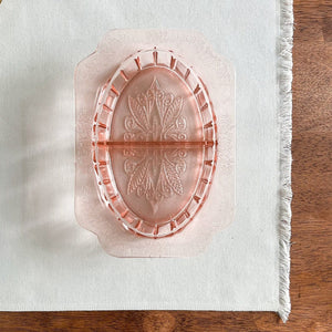 Pink Depression Glass Two-Part Divided Oval Relish Dish