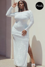 Plus Size Maxi Patterned Rhinestone Dress