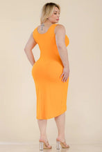 Plus Solid Wrap Side Size Front Tie Midi Dress