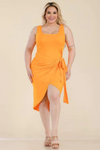 Plus Solid Wrap Size Front Tie Side Midi Dress