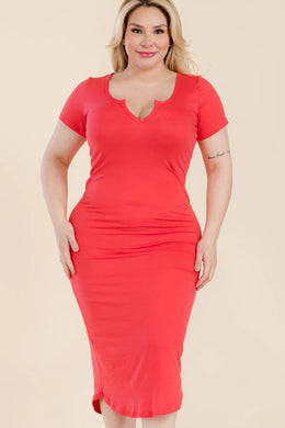 Plus Split Size Neck Bodycon Midi Dress