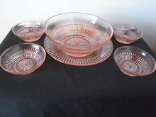 Rare Vintage 6 Piece Pink Depression Salad Set with Serving Plate
