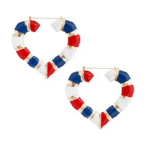 Red White Blue Bamboo Heart Hoops