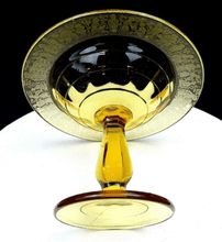 Regina Amber Harvesters Etched Glass Compote