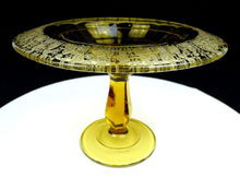 Regina Amber Harvesters Lattice Etched Glass Compote 