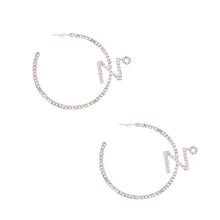 Rhinestone N Silver Hoops