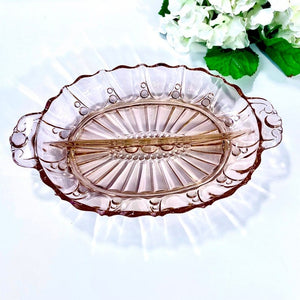 Rose Pink Fry Depression Glass Set of 7 Etched Wine Goblets, 3 oz Root Beer Stem


