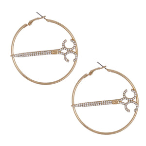 Scissor Gold Stone Hoops