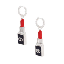 Silver Charm Lipstick Hoops