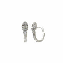 Silver Head CZ Snake Huggie Hoops