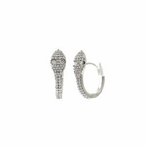 Silver Head CZ Snake Huggie Hoops