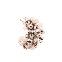 Silver Hoop Flower Earrings