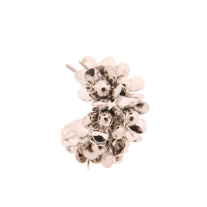 Silver Hoop Flower Earrings