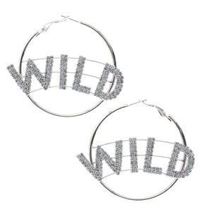 Silver Rhinestone WILD Hoops