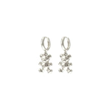 Silver Teddy Huggie Bear Hoops