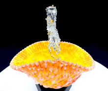 Spiral Ribbed Cased Art Glass Spatter Thorn 7" Basket - Stunning - 1885 - Stevens & Williams
