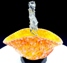 Stevens & Williams Stunning 7" Spiral Ribbed Cased Art Glass Spatter Thorn Basket - 1885