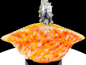 Stunning Spiral Ribbed Cased Art Glass Spatter Thorn 7" Basket - 1885 - Stevens & Williams
