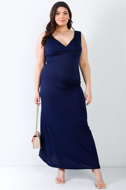 V-neck Sleeveless Plus  Maxi Dress